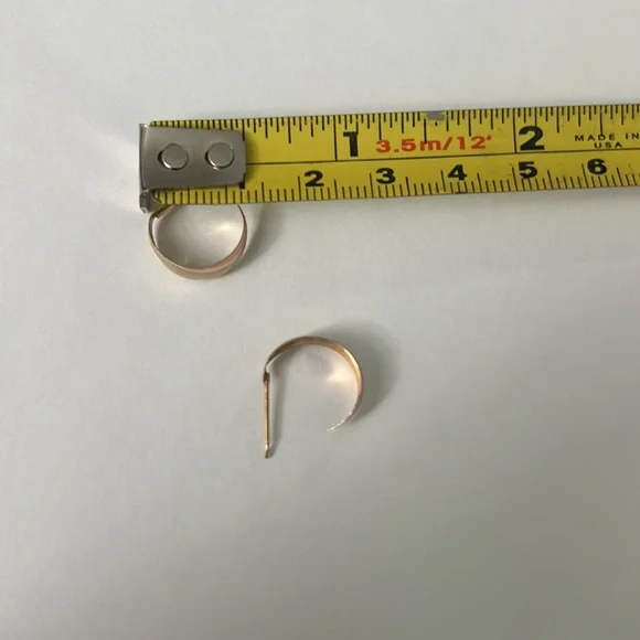 14k yellow, white and rose gold hoops. - Picture 7 of 7